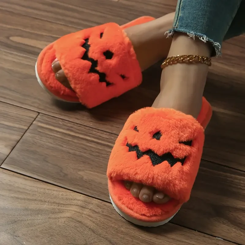 Soft Pumpkin Slippers Jackolantern