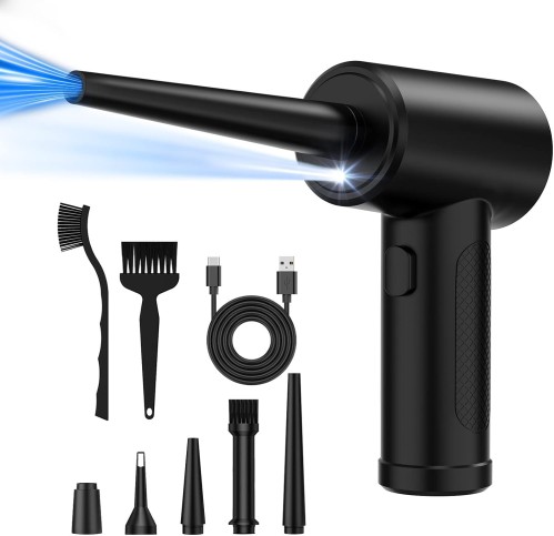 Compressed Air Duster, 3 Gear to 51000RPM Cordless Electric Air Duster, 6000mAh Rechargeable Air Blower with LED Light for Laptop Computer Keyboard Cleaning Pet Hair Crumb Replaces Compressed Air Can