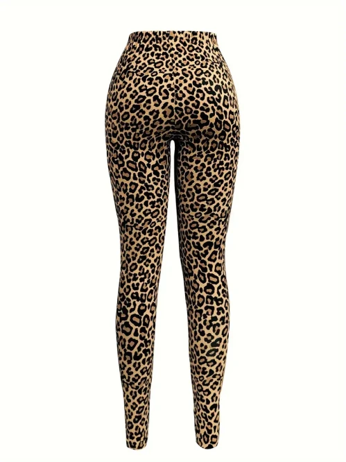 High Waist Leopard Print Yoga Pants - Stretchy & Stylish Skinny Leggings