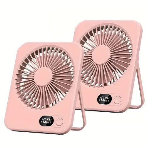 2-Pack Rechargeable Portable Desk Fans – 6.5" Personal Fans with 2000mAh Battery, USB-Powered, Slim & Silent, 4 Speeds, Power Bank Function – Ideal for Travel, Office, Indoor & Outdoor Use