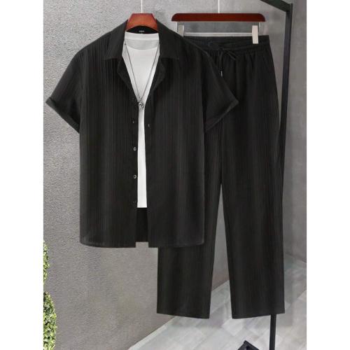 Digital-print Short-sleeve Shirt And Pants Set