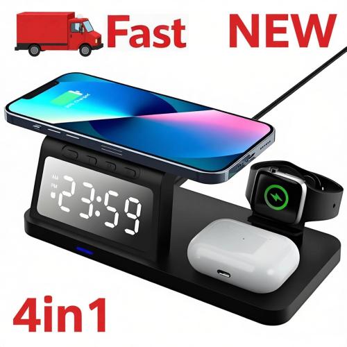4in1 Fast Wireless Charger Station Dock For Apple Watch iPhone 16 15 14 Pro Max