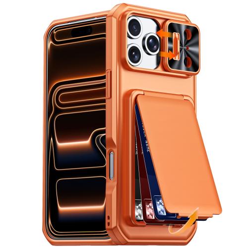 RFID Card Holder Slim Wallet Case For iPhone 17 16 15 Pro Max + Slide Lens Cover