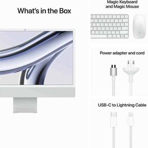 New Apple iMac 24" M3 8GB 512GB SSD, 10-Core GPU, 4.5K Retina Display, Silver