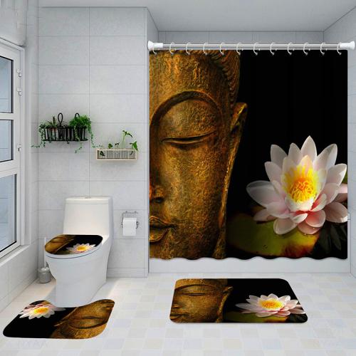 Shower Curtain 4-piece Set, Shower Curtain, Mat 3-piece Set