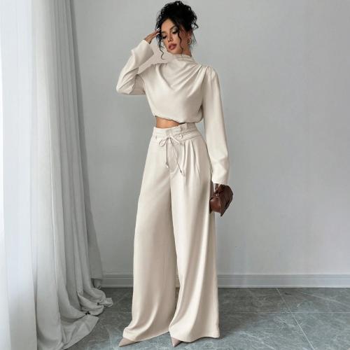 Women's Long-sleeve Top And Wide-leg Pants Two-piece Set