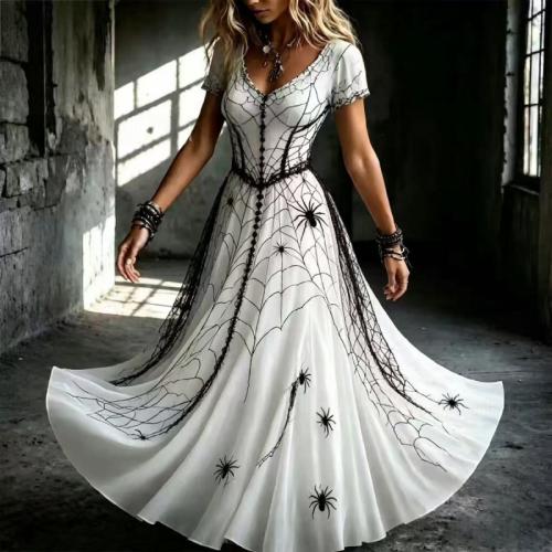 Women's Fashion Long Dress With A Fairy-like Vibe Featuring Digital Print