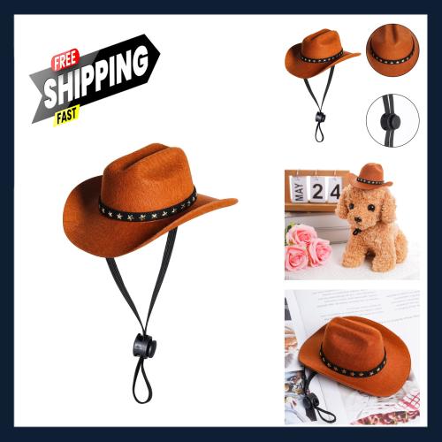 Dog Cat Cowboy Hat Costume Cosplay Pet Halloween Party Decoration Medium Brown