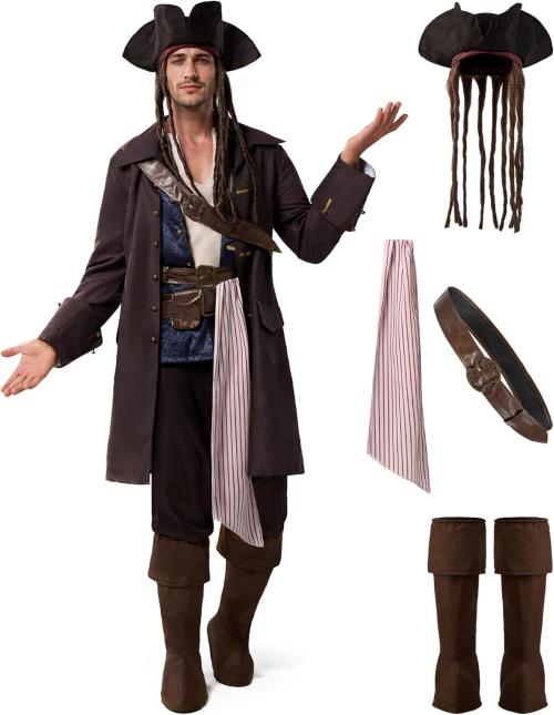 Spooktacular Creations Men's Captain Smuggler Pirate Costume, Halloween Cosplay