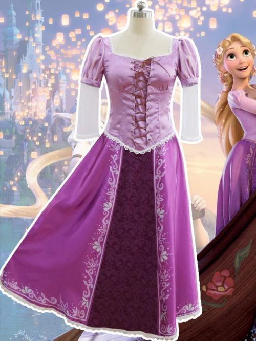 Halloween Costume Tangled Rapunzel Princess Fancy Dress Up Fairytale Cosplay