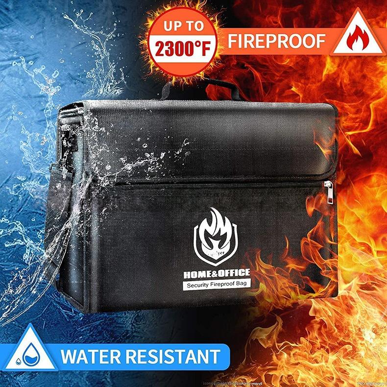 Fireproof Waterproof Document Bag Large Capacity Full Opening Business File Organizer With Durabl…