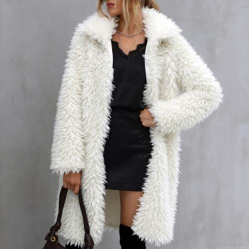 Faux Fur Plush Lapel Warm Long Coat