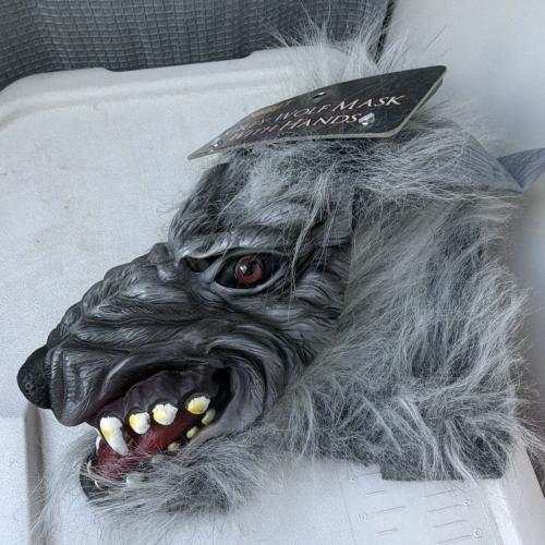 Spirit Grey Werewolf Full Mask w/Hands Gloves Adult Unisex One Size Faux Fur
